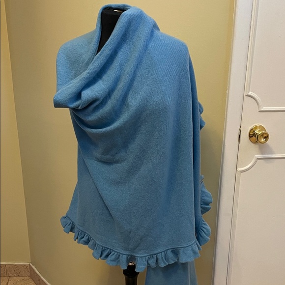 Charter Club Accessories - New Charter Club Sky Blue ruffled Cashmere  Wrap 30x80